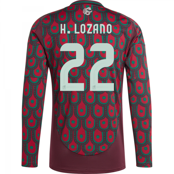adidas Mens Mexico Hirving Lozano Home Long Sleeve Jersey 24/25 (Multicolor)