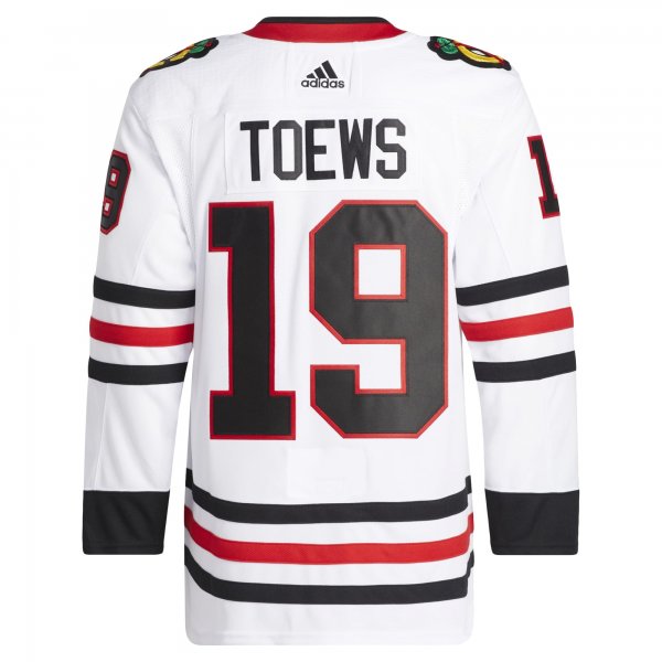 Men's Chicago Blackhawks Jonathan Toews adidas White Away Primegreen Pro Player Jersey