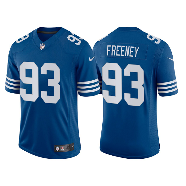 Men's Indianapolis Colts #93 Dwight Freeney Royal 2021 Throwback Vapor Limited Retired Player NFL Jersey