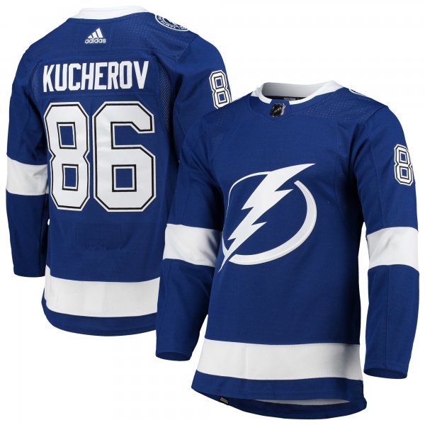 Men's Tampa Bay Lightning Nikita Kucherov adidas Blue Home Primegreen Player Jersey