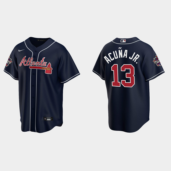 Men's Atlanta Braves #13 Ronald Acuna Jr. Navy 2021 MLB All-Star Jersey