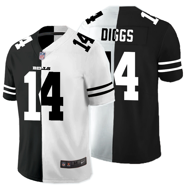 Men's Nike NFL Buffalo Bills #14 Stefon Diggs Black White Peaceful Coexisting Split 2020 Vapor Untouchable Stitched Limited Jersey