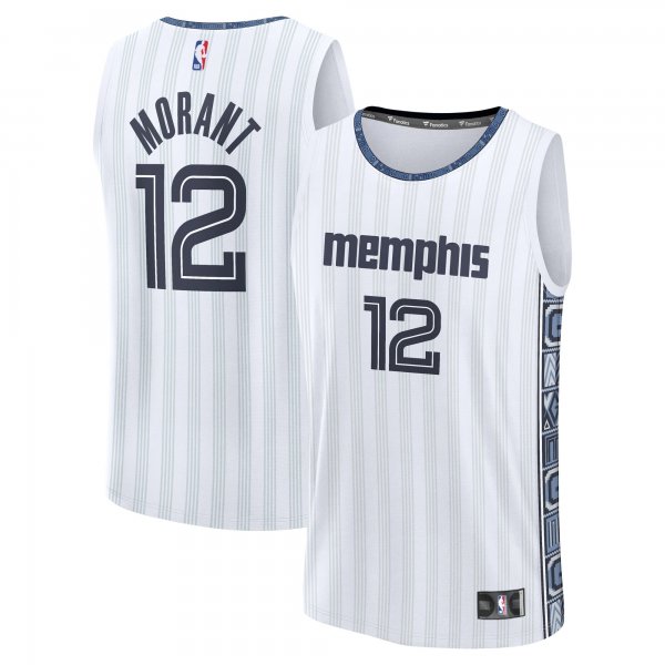 Youth Memphis Grizzlies #12 Ja Morant Fanatics White 2025/26 City Edition Fast Break Jersey