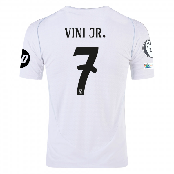 adidas Real Madrid Vini Jr. Home Jersey w/ Champions League Patches 24/25 (White/Black)