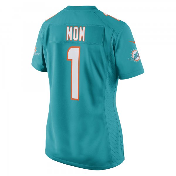 Women's Miami Dolphins Number 1 Mom Nike Aqua Game Jersey