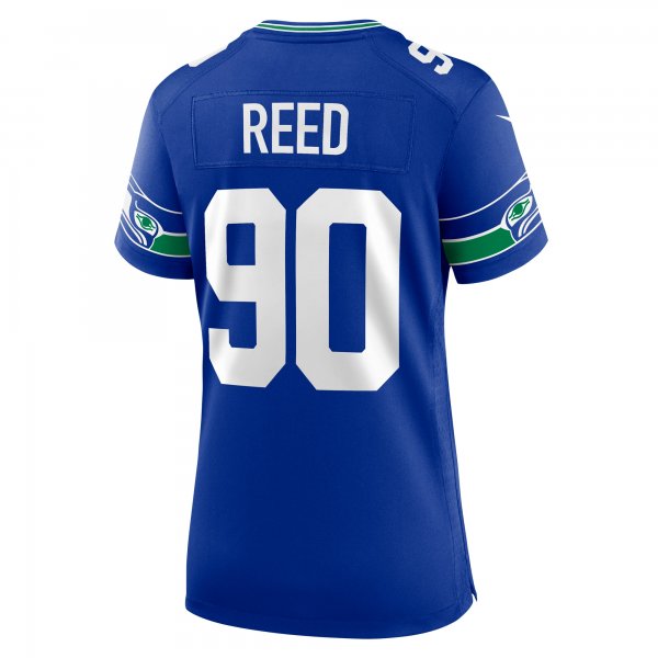 Women's Seattle Seahawks Jarran Reed Nike Royal Throwback Player Game Jersey