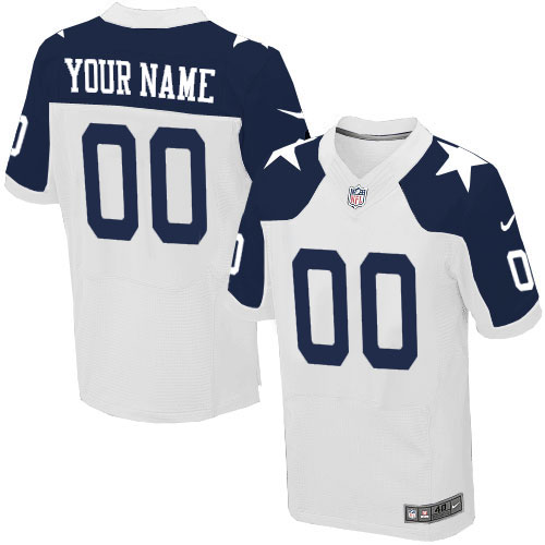 Nike Dallas Cowboys Customized White Throwback Stitched Elite Men's NFL Jersey