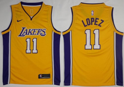 Nike Men's Los Angeles Lakers #11 Brook Lopez Gold Swingman Icon Edition NBA Jersey