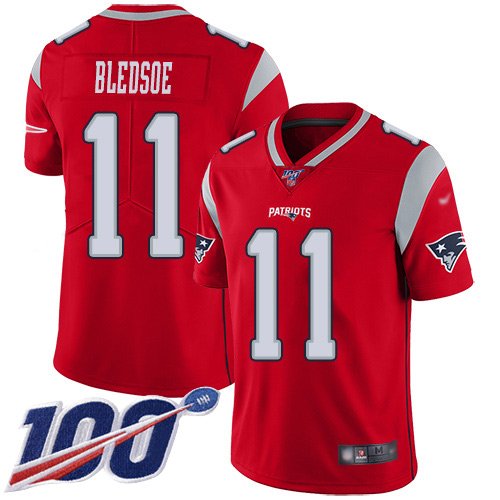 New England Patriots #11 Drew Bledsoe Red Men's Stitched NFL Limited Inverted Legend 100th Season Jersey