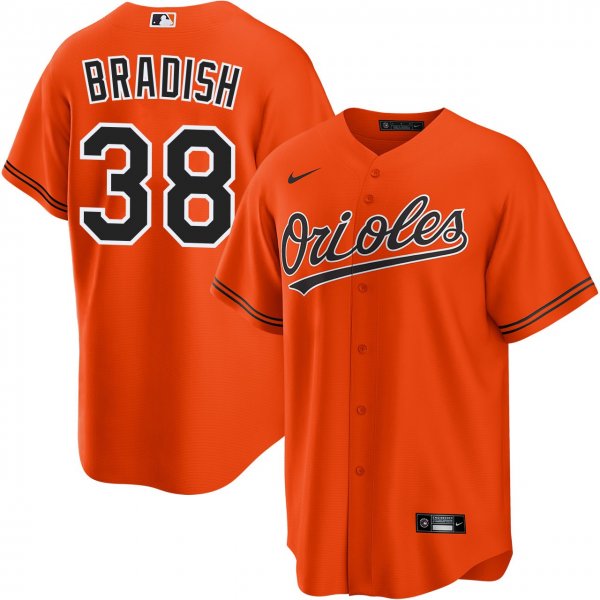 Men's Baltimore Orioles #38 Kyle Bradish Alternate Orange Jersey
