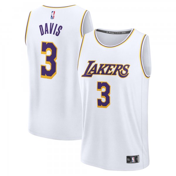 Men's Los Angeles Lakers Anthony Davis Fanatics White Fast Break Replica Player Jersey - Association Edition