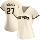 Women's Milwaukee Brewers #27 Willy Adames MLB Cream Home Jersey