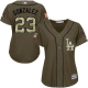 Los Angeles Dodgers #23 Adrian Gonzalez Green Salute to Service Women's Stitched MLB Jersey