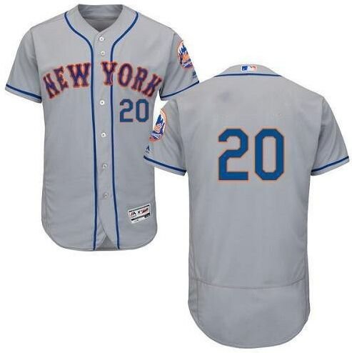 Men's New York Mets #20 Peter Alonso gray NO Name Road Flex Base MLB jersey