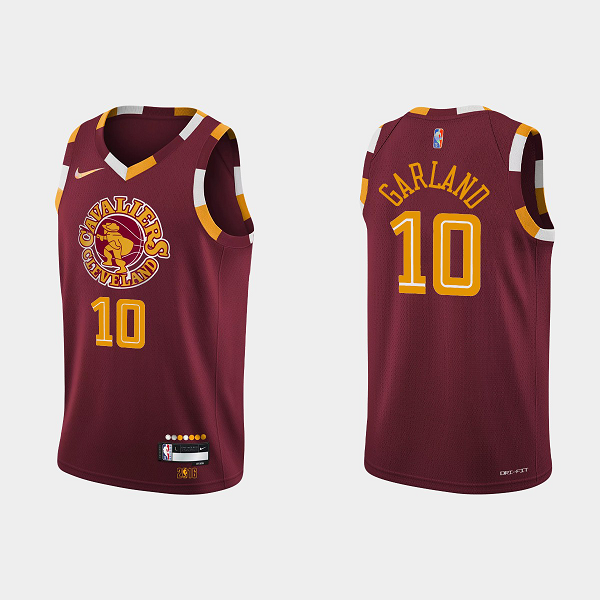 Men's Cleveland Cavaliers #10 Darius Garland City 2021-22 75th Anniversary Wine NBA Jersey