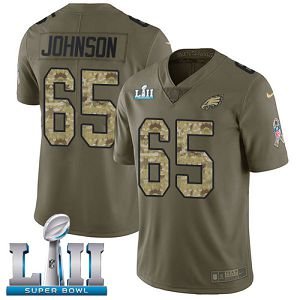 Men's Nike NFL Philadelphia Eagles #65 Lane Johnson Limited Olive/Camo 2017 Salute to Service Super Bowl LII Jersey