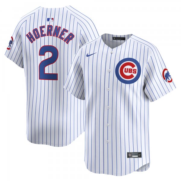 Men's Chicago Cubs #2 Nico Hoerner Nike White Home Limited Player Jersey