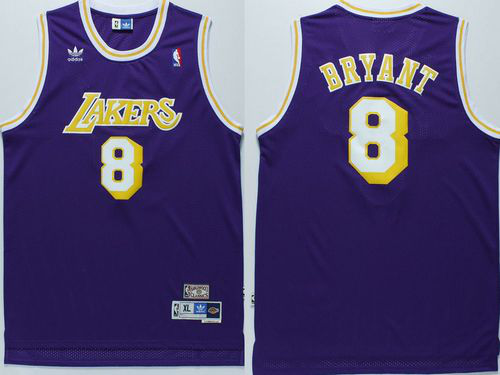 Men's Los Angeles Lakers #8 Kobe Bryant Purple Throwback Stitched NBA Jersey