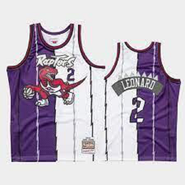 Men's Toronto Raptors #2 Kawhi Leonard Purple/White Split Fashion Stitched NBA Jersey