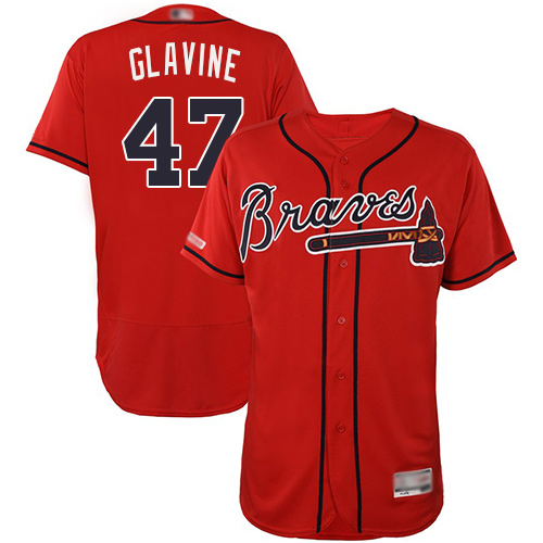 Atlanta Braves #47 Tom Glavine Red Flexbase Collection Stitched MLB Jersey