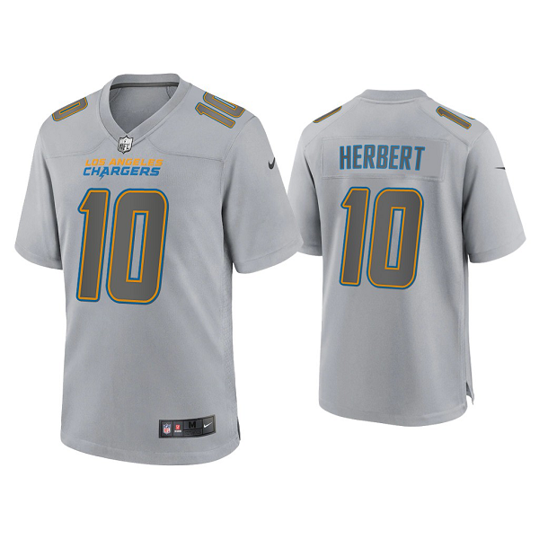 Men's Los Angeles Chargers Justin Herbert Gray Atmosphere Fashion Game Jersey