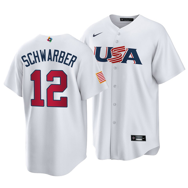 Philadelphia Phillies #12 Kyle Schwarber 2023 World Baseball Classic White  Men's USA Jersey