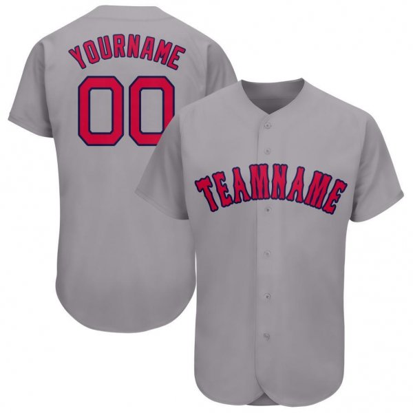 Men's Custom Gray Red-Navy Baseball Jersey