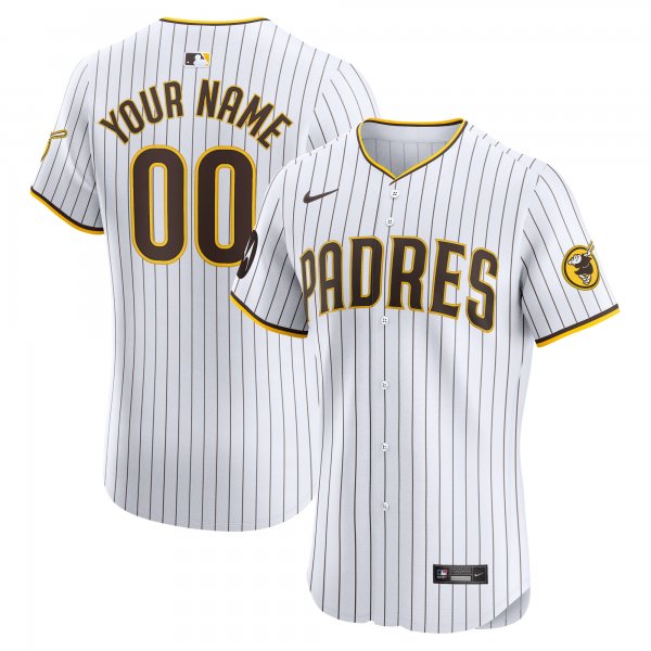 Men's San Diego Padres Nike White Home Elite Custom Patch Jersey