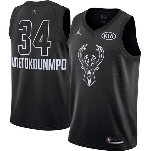 Men's Jordan Brand Milwaukee Bucks #34 Giannis Antetokounmpo Black Swingman 2018 All-Star Game NBA Jersey