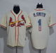 St. Louis Cardinals #1 Ozzie Smith Cream USA Flag Fashion Stitched MLB Jersey