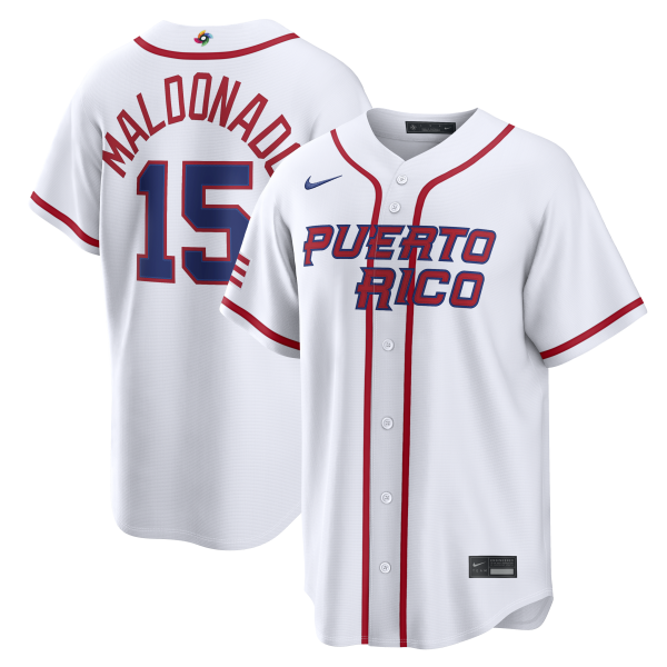 Men's Puerto Rico Baseball Martin Maldonado Nike White 2026 World Baseball Classic Home Stadium Jersey