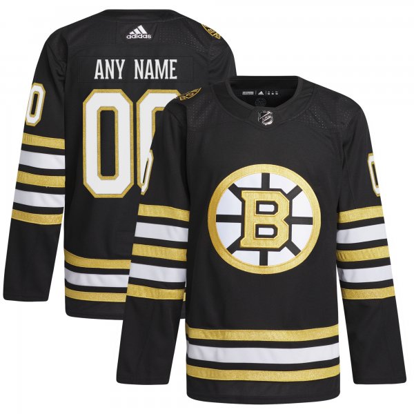 Men's Boston Bruins  adidas Black  100th Anniversary Primegreen Custom Jersey