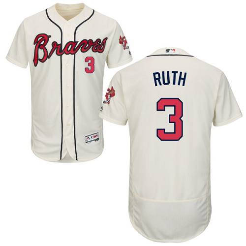 Atlanta Braves #3 Babe Ruth Cream Flexbase Collection Stitched MLB Jersey