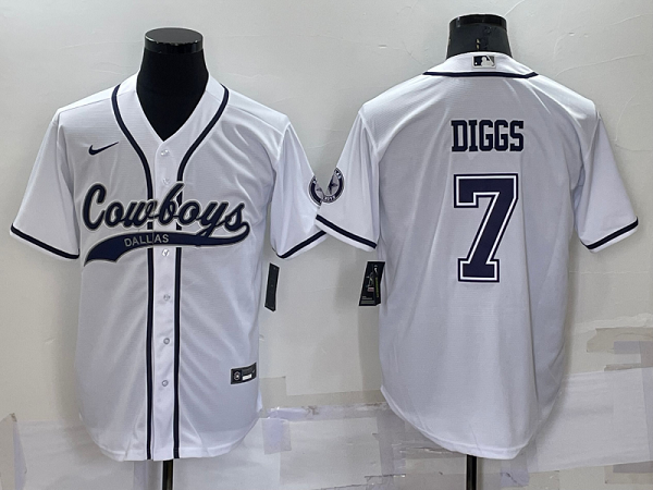 Men's Dallas Cowboys #7 Trevon Diggs White Stitched Baseball Cool Base Jersey