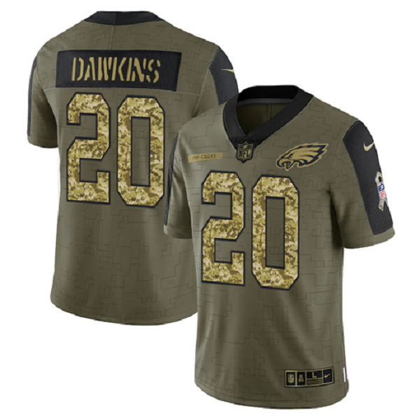 Philadelphia Eagles Brian Dawkins Olive 2021 Salute to Service Limited Men's NFL Jersey