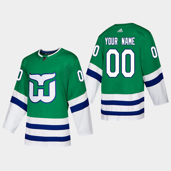 Hartford Whalers Custom Adidas 2019-20 Heritage Player NHL Green Jersey