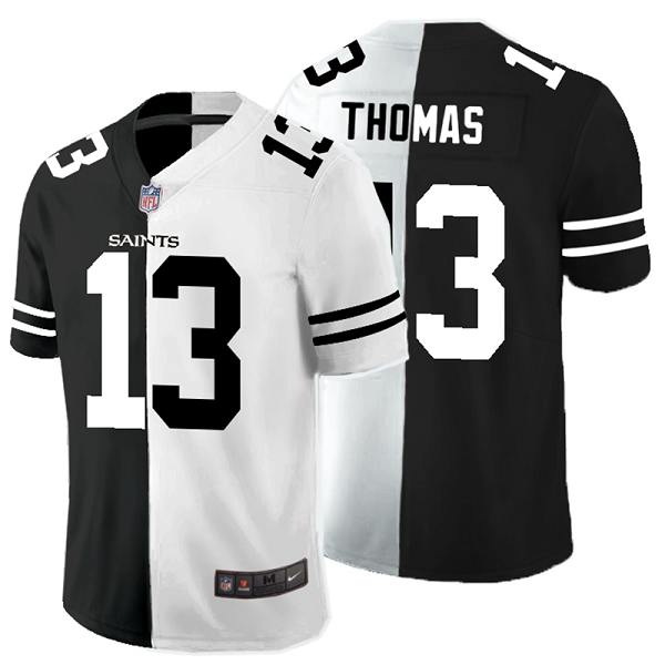 Men's Nike NFL New Orleans Saints #13 Michael Thomas Black White Peaceful Coexisting Split 2020 Vapor Untouchable Stitched Limited Jersey