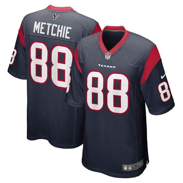 Men's Houston Texans #88 John Metchie Nike Navy Official NFL Player Game Jersey