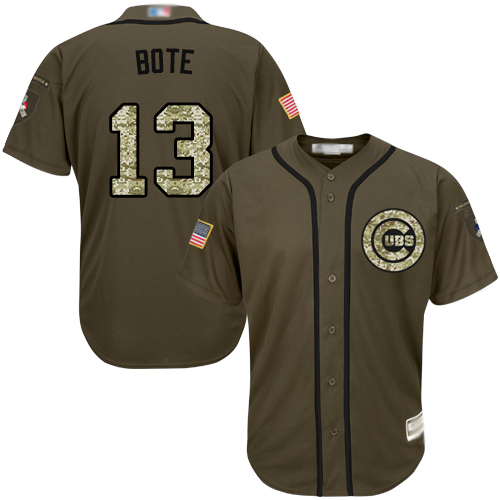 Chicago Cubs #13 David Bote Green Salute to Service Stitched MLB Jersey