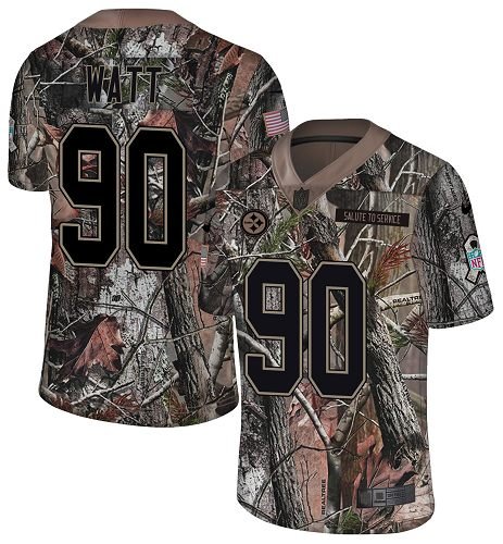 Nike Pittsburgh Steelers #90 T. J. Watt Camo Men's Stitched NFL Limited Rush Realtree Jersey