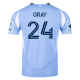 adidas Tayvon Gray New York City FC Home Jersey 25/26 w/ MLS Patches (Bahia Light Blue)