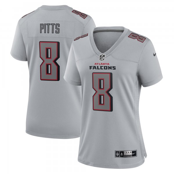 Women's Atlanta Falcons #8 Kyle Pitts Nike Gray Atmosphere Fashion Game Jersey