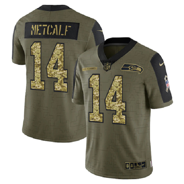 Seattle Seahawks DK Metcalf Olive 2021 Salute To Service Limited Men's NFL Jersey