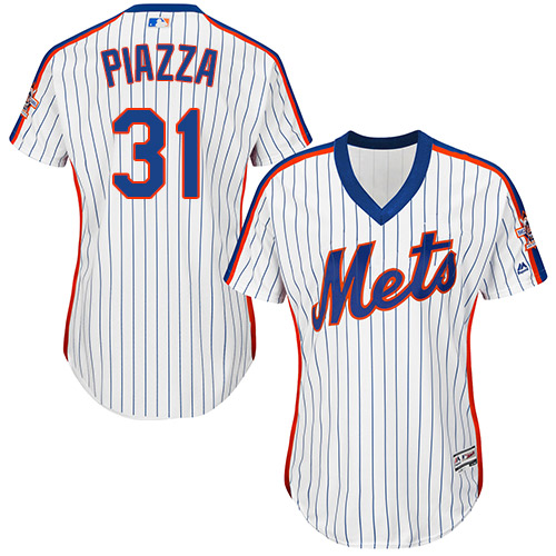 New York Mets #31 Mike Piazza White(Blue Strip) Alternate Women's Stitched MLB Jersey