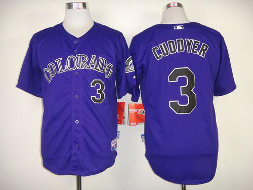 Men's Colorado Rockies #3 Michael Cuddyer Purple Cool Base Stitched MLB Jersey