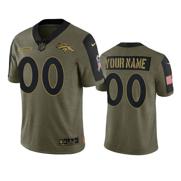 Denver Broncos Custom Olive 2021 Salute To Service Men's Limited NFL Jersey