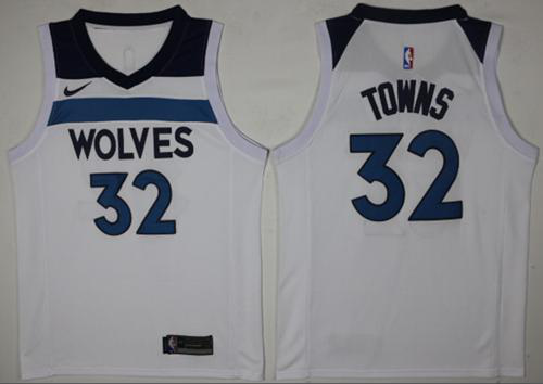 Men's Nike Minnesota Timberwolves #32 Karl-Anthony Towns White Stitched Swingman NBA Jersey