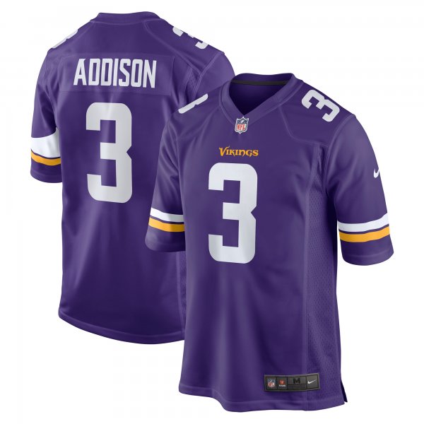 Men's Minnesota Vikings Jordan Addison Nike Purple 2023 NFL Draft First Round Pick Game Jersey