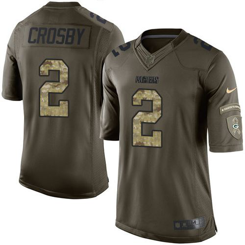 Nike Green Bay Packers #2 Mason Crosby Green Men's Stitched NFL Limited Salute To Service Jersey