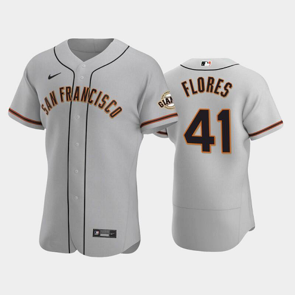 Men's San Francisco Giants #41 Wilmer Flores Flex Base Gray Road MLB Jersey